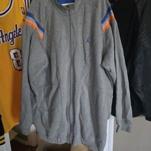 Jordan Men's Jacket in Gray with Blue and Orange Accents